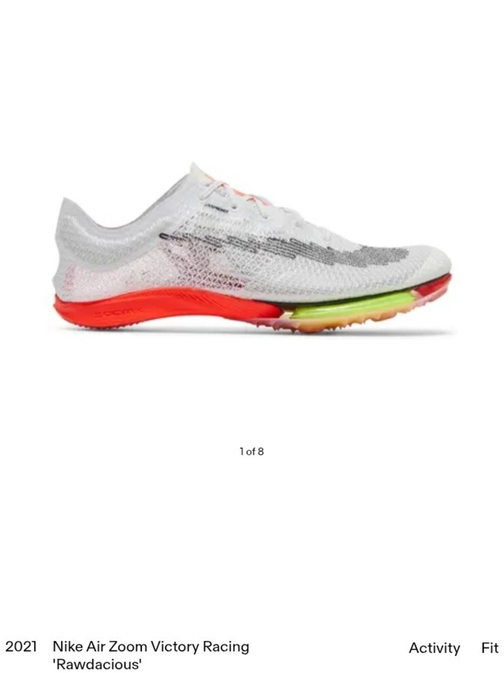 Nike Air Zoom Victory Racing Shoe - White with Red, Green, Yellow Accents